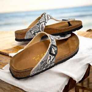 Birkenstock Papillio Gizeh Black Snakeskin Sandal Size 38